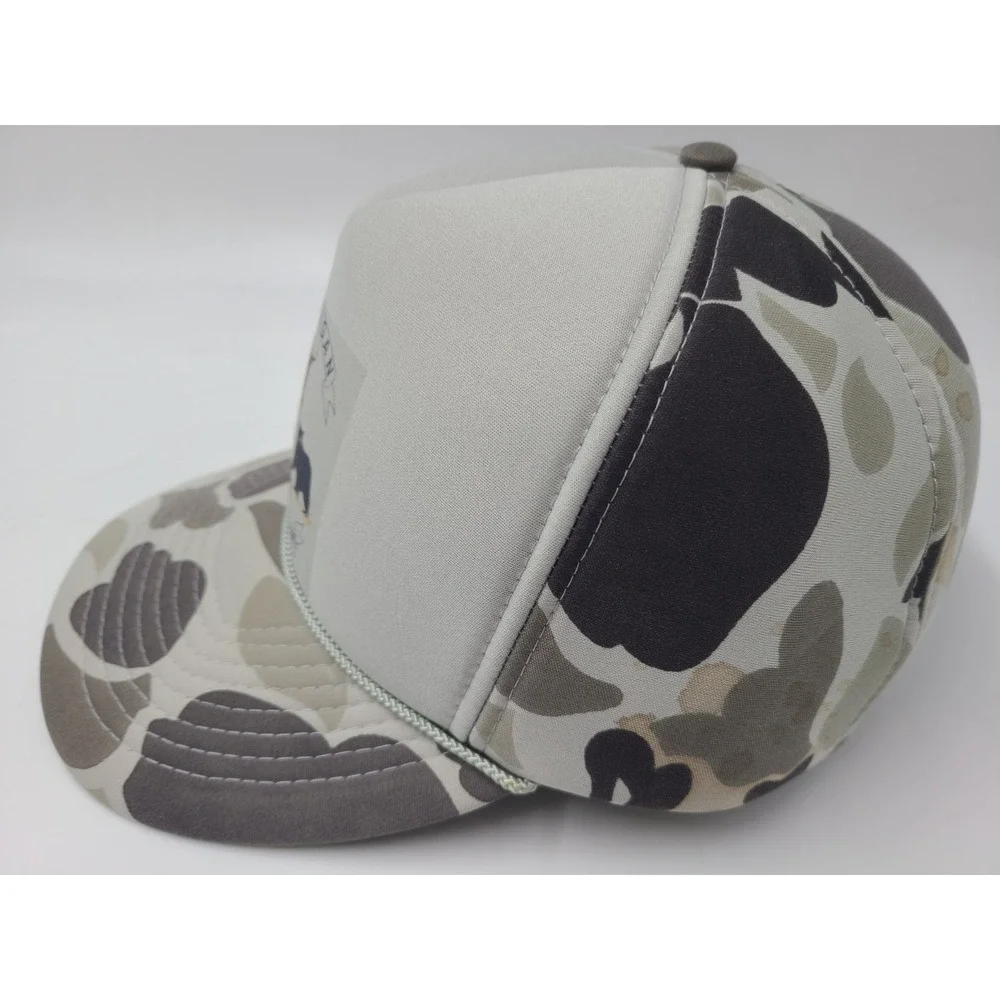 Vintage Michigan Big Game‎ Hunters Association Camo Rope Snapback Hat Cap Gray
